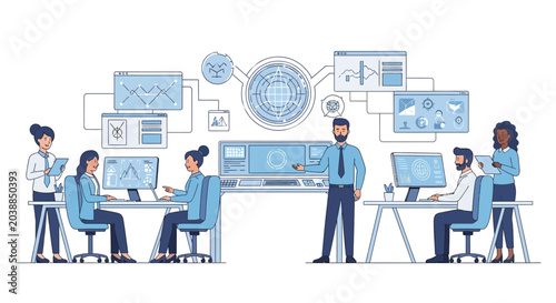 Business people working on computers.