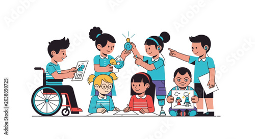 Diverse group of happy children.