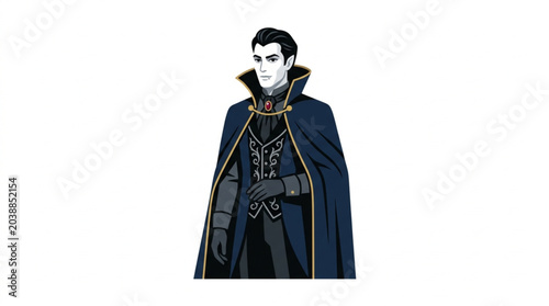 Konstfotografi Mysterious Vampire Character Wearing a Dark Cape and Ornate Clothing