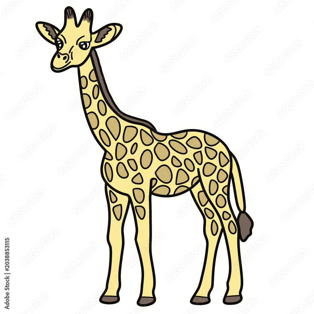 Obraz premium Cute Giraffe Illustration PNG Transparent Background