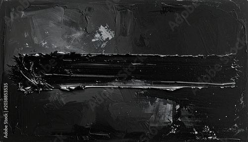 Abstract Black and White Textured Horizontal Brushstroke.