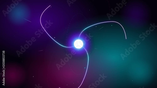 Abstract Cosmic Energy Flow with Rotating Lines and Central Light Orb Animation.