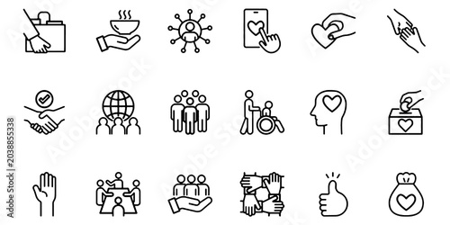 Fotografia Icon set related to volunteering
