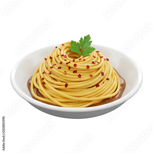 Spaghetti with Chili Flakes and Parsley Garnish