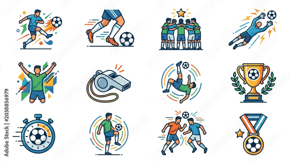 Fototapeta premium Soccer Football Sport Icons Collection Vector Illustration.