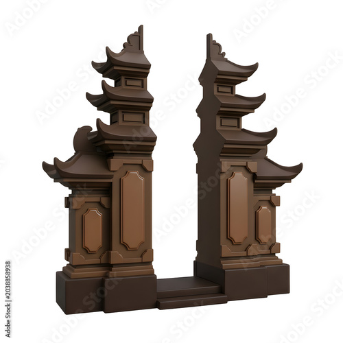 Traditional Asian Pagoda Gate Entrance