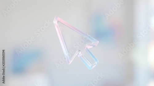 Transparent Cursor Icon Floating in a Softly Blurred Digital Environment.