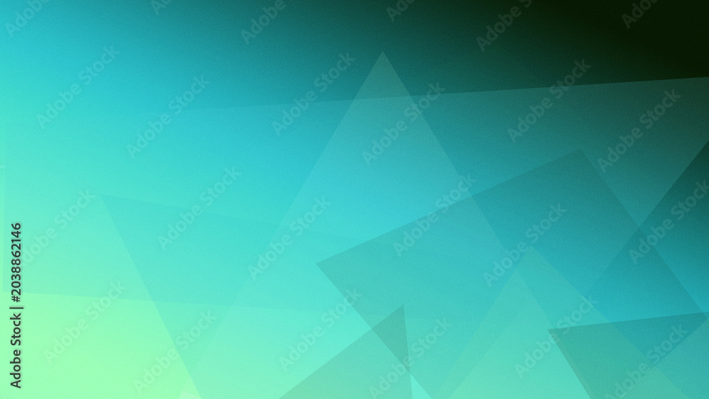 Obraz premium Abstract geometric triangle background with aqua and teal gradient, soft luminous glow and overlapping facets for a modern tech look with copy space.