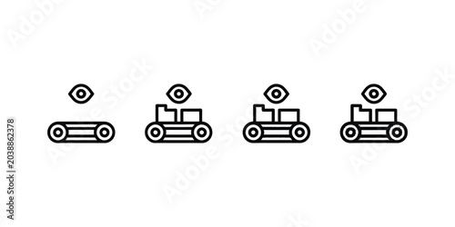 Bild auf Leinwand Production monitoring icon design vector with eye over conveyor packages represe