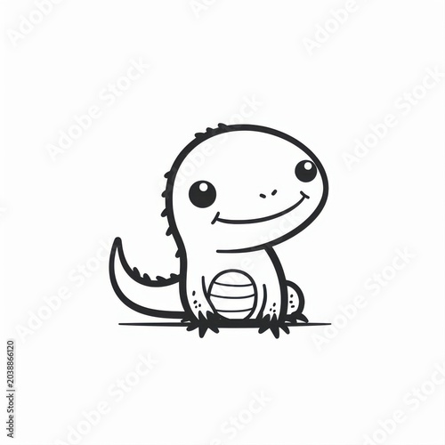 Cute Cartoon Salamander Character with Cheerful Expression and Simple Design