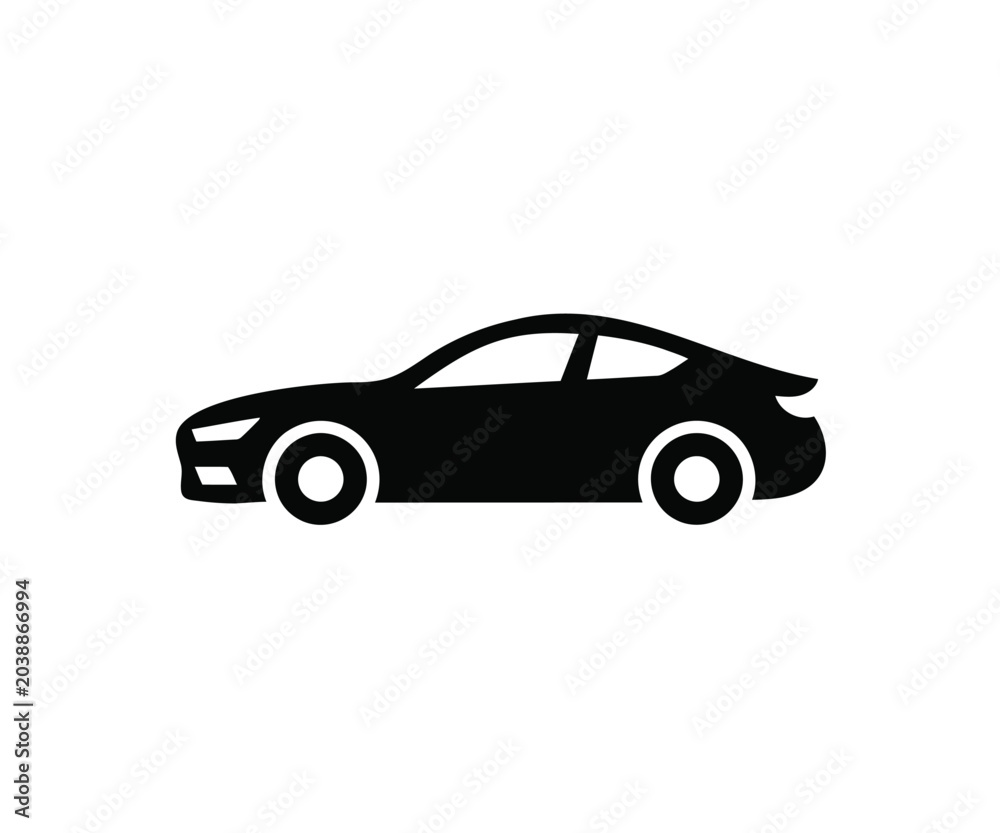 Fototapeta premium PrintTitle: Modern luxury sports car vehicle side view silhouette icon