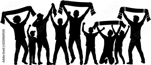 Football Supporters Crowd Silhouette Vector