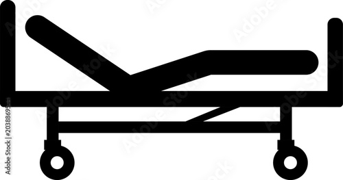 Hospital bed silhouette icon for medical care, healthcare, and patient facility design