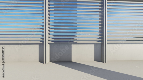 Foto concrete louver door style architecture 3d, concrete 3d, concrete exterior, dayl