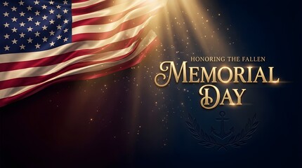 Memorial Day American Flag with Golden Light