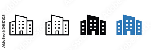 Cuadro en lienzo Office building icon representing business, corporate company, commercial real estate, headquarters symbol, enterprise organization, urban architecture vector illustration for design