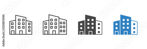 Tableau sur toile Office building icon representing business, corporate company, commercial real estate, headquarters symbol, enterprise organization, urban architecture vector illustration for design