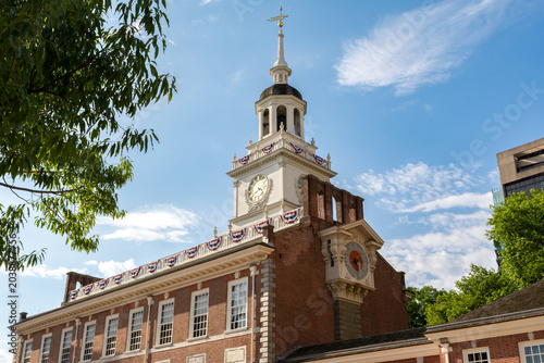 Independence Hall in Philadelphia, Pennsylvania, USA, historic site where the United States Declaration of Independence and Constitution were debated and signed.