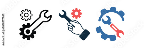 Bild auf Leinwand Service icon set with multiple style vector collection for customer support assi