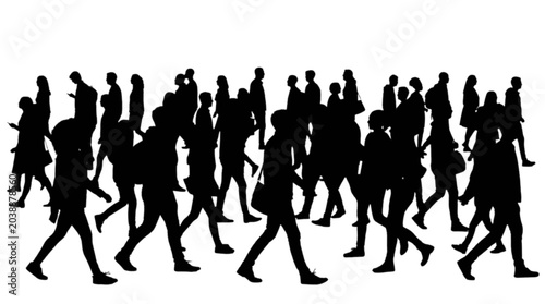 Foto Group of people walking together outdoors Vector