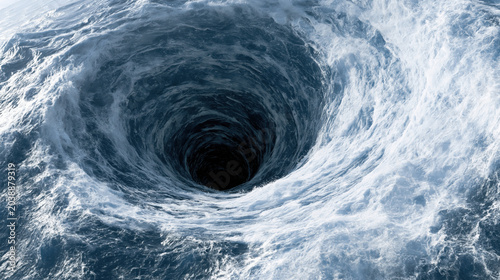 Massive ocean vortex swirling into a dark abyss