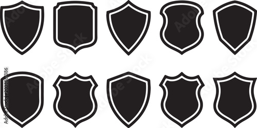 Black shield icons with white outline