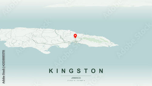 Foto Modern minimalist vector map of Kingston, Jamaica