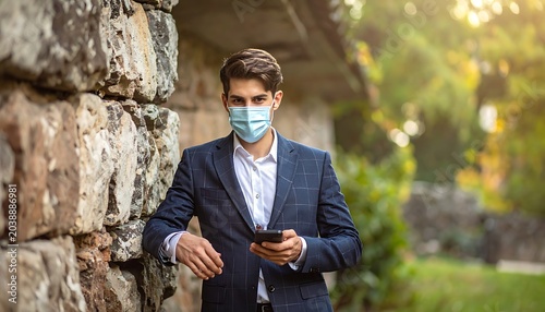 Man with phone mask
