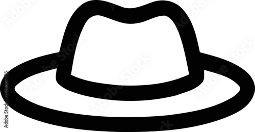 Tableau sur toile Minimalist black fedora hat icon, simple outline illustration, isolated on white background
