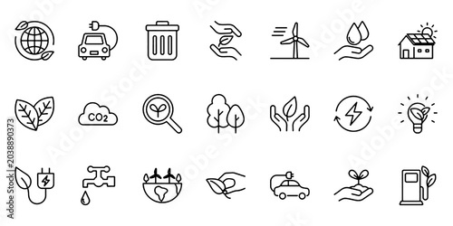 Foto Ecology Related Line Icon Set, Environmental Protection and Green Energy Concept