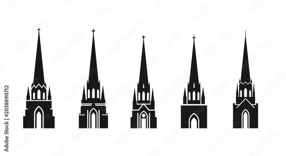 Fototapeta premium Gothic Church Spires Silhouette Collection