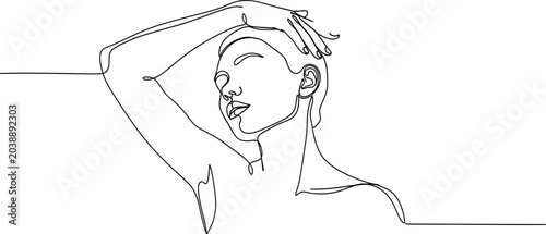 Obraz na płótnie Continuous line drawing of a woman's face, elegant, minimalist, abstract portrai