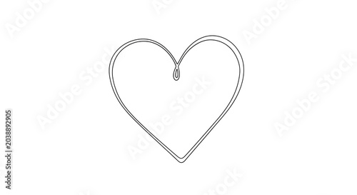 Simple black line heart outline isolated on a transparent background, minimal clean transparent background