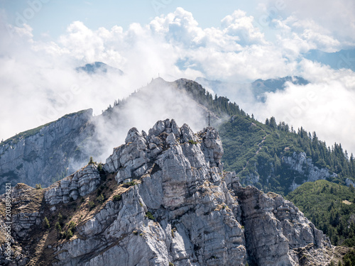 Wendelstein, Deutschland: Wolken um den Brandelberg