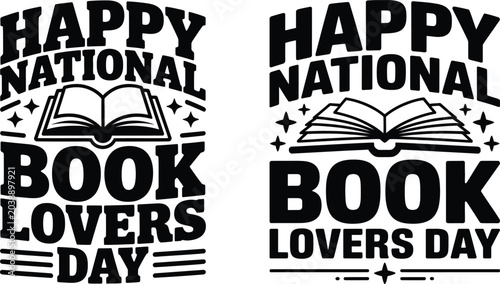 Foto National book lovers day typography vector bundle, book lover quote lettering de