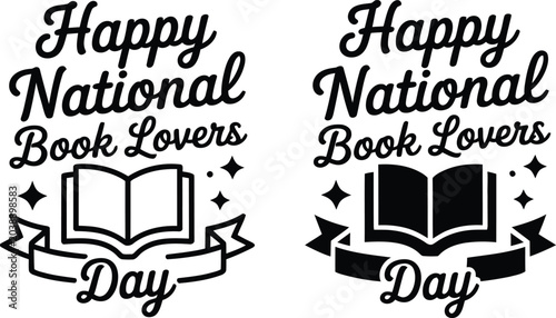 Foto National book lovers day typography vector bundle, book lover quote lettering de