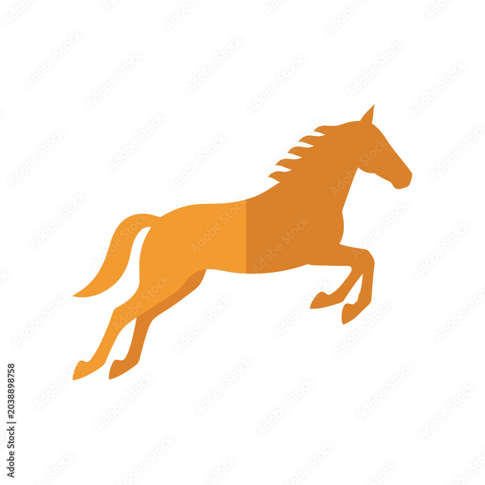Fototapeta premium Jumping horse silhouette in orange tones showing power and grace