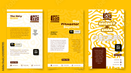 Social media post template in portrait yellow white background for pizza food campaign design