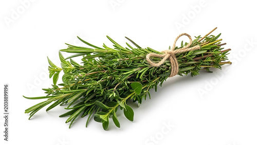 Fresh Rosemary and Thyme Bundle Tied with Twine