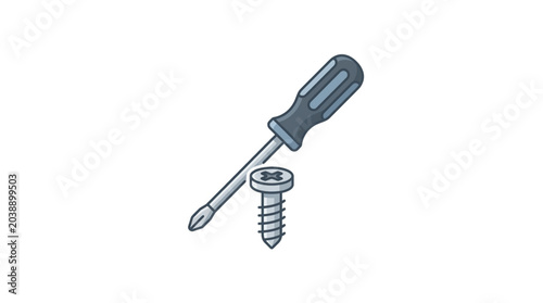Bild auf Leinwand Phillips head screwdriver and screw isolated on white background.