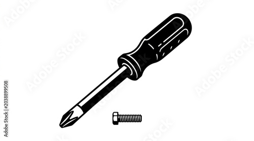 Konstfotografi Phillips Head Screwdriver and Screw Tool.