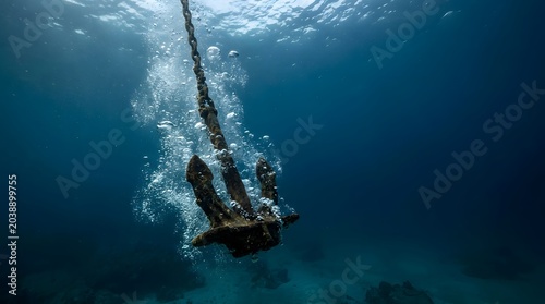 Sunken Shipwreck Anchor Underwater Ocean Ruins Exploration