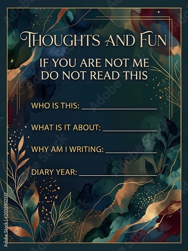 Personal diary template Moody Watercolor Journal: Luxurious Planner for Deep Thoughts, Introspection, and Artistic Writing Prompts