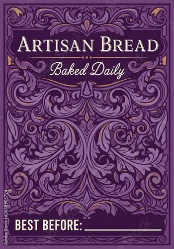 bread advertisement label Artisan bread baked daily best before