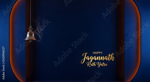 Happy jagannath rath yatra background with golden temple bell