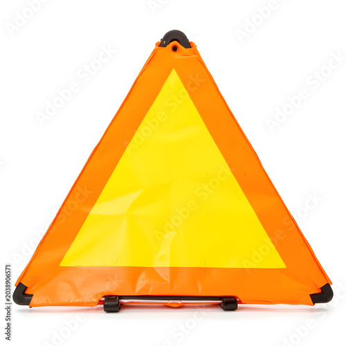 Road safety warning triangle on white background  