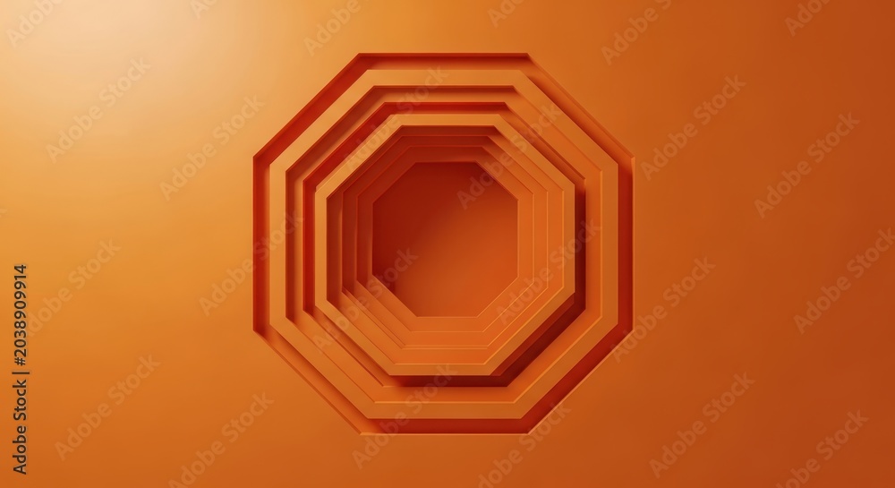 Fototapeta premium Abstract 3D Rendered Orange Octagonal Layered Geometric Background wit