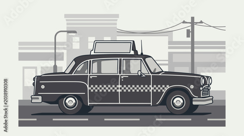 Foto Vintage classic taxi car on a city street.