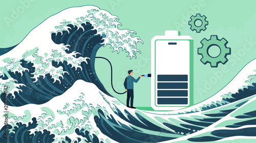 Cuadro en lienzo Future Energy Balance A conceptual illustration of charging a battery with power