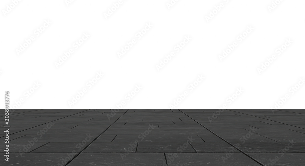 Fototapeta premium Gray tiled floor plane with central seam and empty background